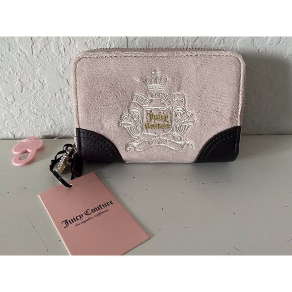 Juicy Couture Juicy For All Double Zip Around Wallet Dusty Blush Pink Chocolate - Picture 1 of 10